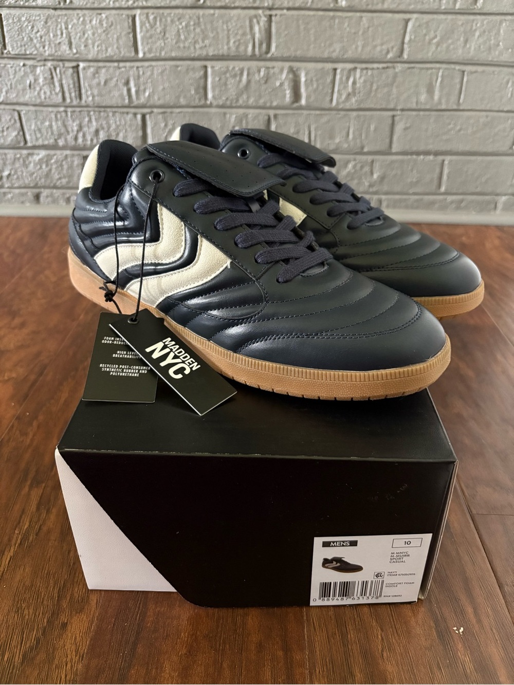 Madden NYC Men’s Sport Casual Navy and White Sneakers